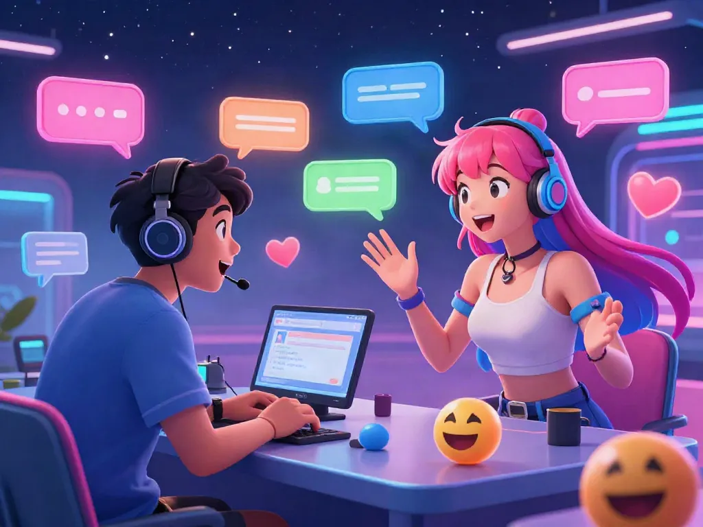 Engaging scene of a user enjoying a lively hentai chat with an AI character in a digital space